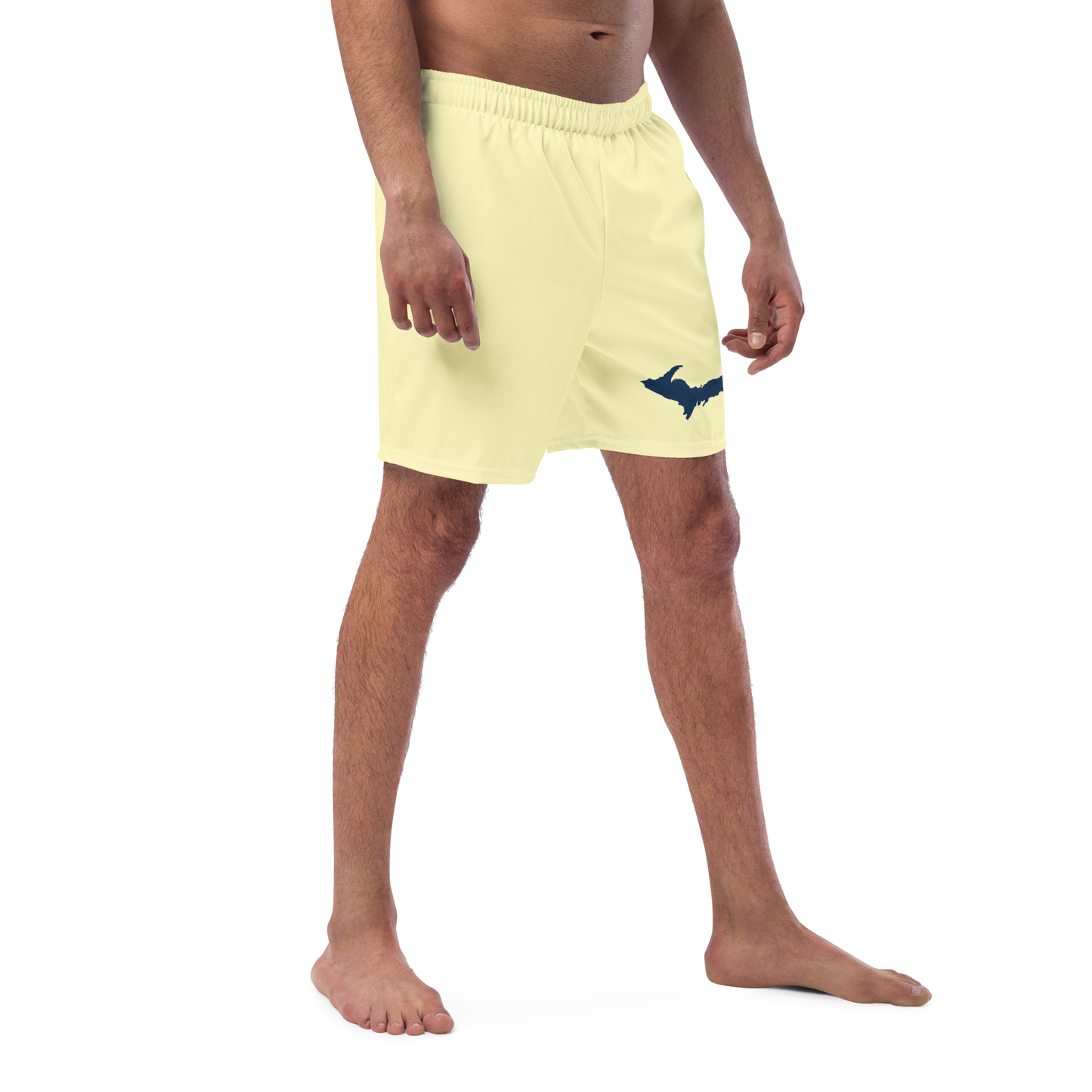 Michigan Upper Peninsula Men's Swim Trunks (w/ UP Outline ) | Canary Yellow