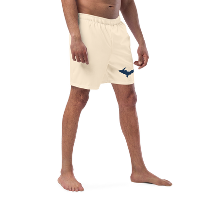 Michigan Upper Peninsula Men's Swim Trunks (w/ UP Outline) | Champagne White