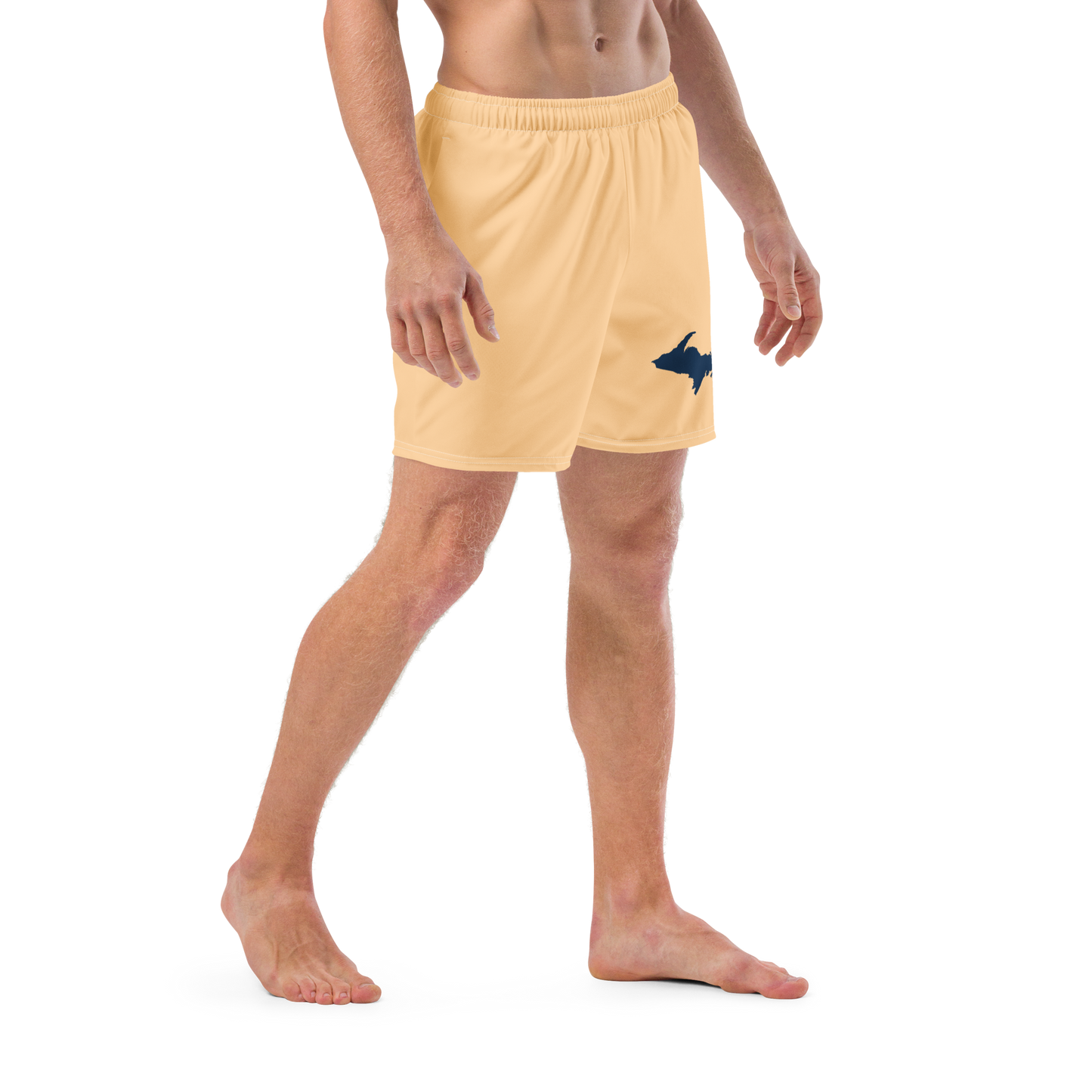 Michigan Upper Peninsula Men's Swim Trunks (w/ UP Outline) | Pale Apricot