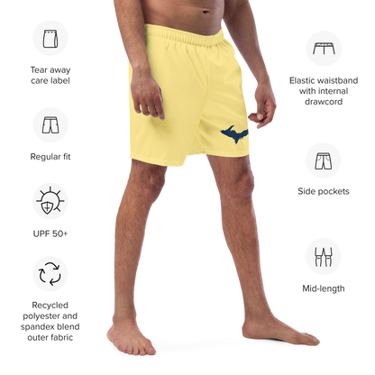 Michigan Upper Peninsula Men's Swim Trunks (w/ UP Outline) | Cherry Yellow