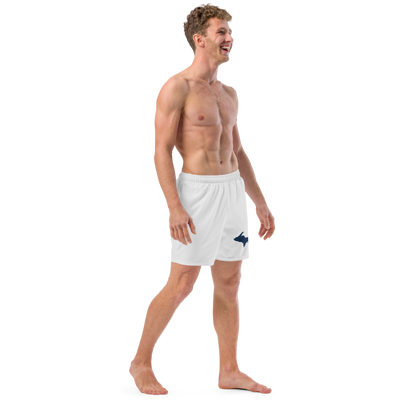 Michigan Upper Peninsula Men's Swim Trunks (w/ UP Outline) | Birch Bark White