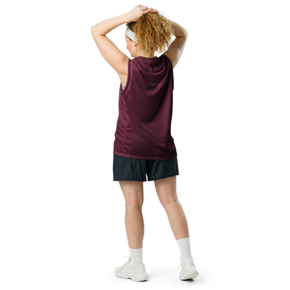 Michigan Upper Peninsula Basketball Jersey (w/ UP Outline) | Unisex - Old Mission Burgundy