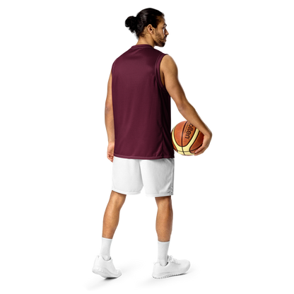 Michigan Upper Peninsula Basketball Jersey (w/ UP Outline) | Unisex - Old Mission Burgundy