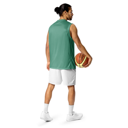 Michigan Upper Peninsula Basketball Jersey ( w/ UP Outline) | Unisex - Metallic Mint Green