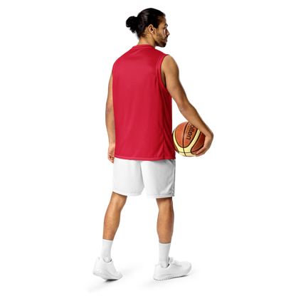 Michigan Upper Peninsula Basketball Jersey (w/ UP Outline) | Unisex - Lighthouse Red