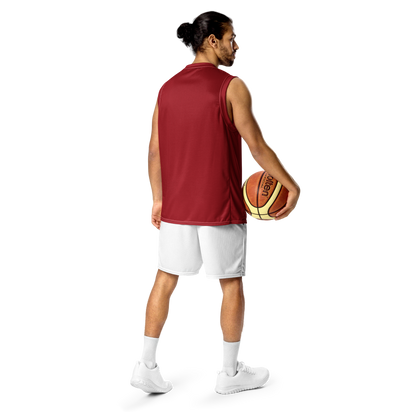 Michigan Upper Peninsula Basketball Jersey (w/ UP Outline) | Unisex - Thibleberry Red