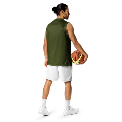 Michigan Upper Peninsula Basketball Jersey (w/ UP Outline) | Unisex - Army Green