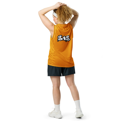 'Detroit 313' Basketball Jersey (Tag Edition) | Unisex - Birch Bark Orange