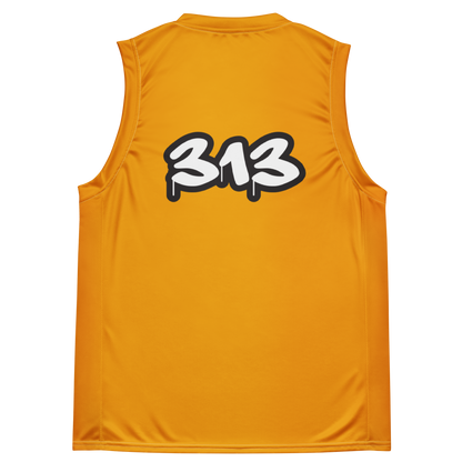 'Detroit 313' Basketball Jersey (Tag Edition) | Unisex - Birch Bark Orange