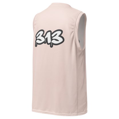 'Detroit 313' Basketball Jersey (Tag Edition) | Unisex - Champagne Pink