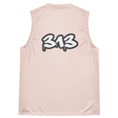 'Detroit 313' Basketball Jersey (Tag Edition) | Unisex - Champagne Pink