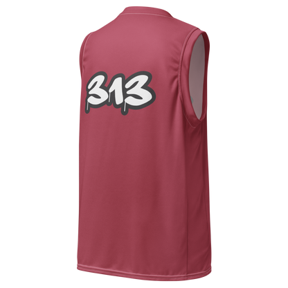 'Detroit 313' Basketball Jersey (Tag Edition) | Unisex - Popstar Pink