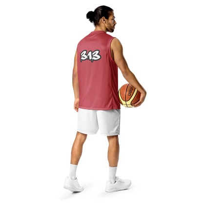 'Detroit 313' Basketball Jersey (Tag Edition) | Unisex - Watermelon Pink