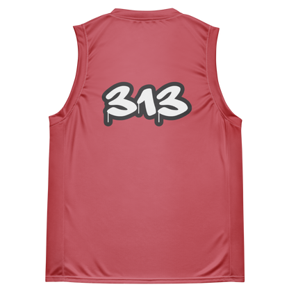 'Detroit 313' Basketball Jersey (Tag Edition) | Unisex - Watermelon Pink