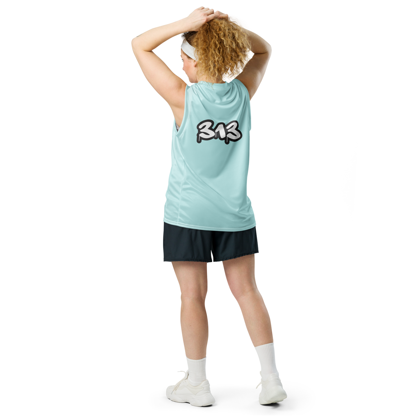 'Detroit 313' Basketball Jersey (Tag Edition) | Unisex - Cyan