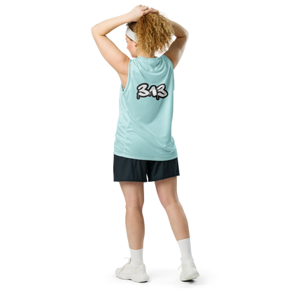 'Detroit 313' Basketball Jersey (Tag Edition) | Unisex - Cyan