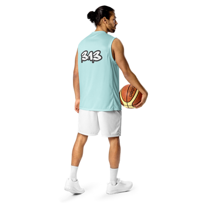 'Detroit 313' Basketball Jersey (Tag Edition) | Unisex - Cyan