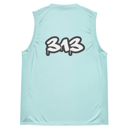 'Detroit 313' Basketball Jersey (Tag Edition) | Unisex - Cyan