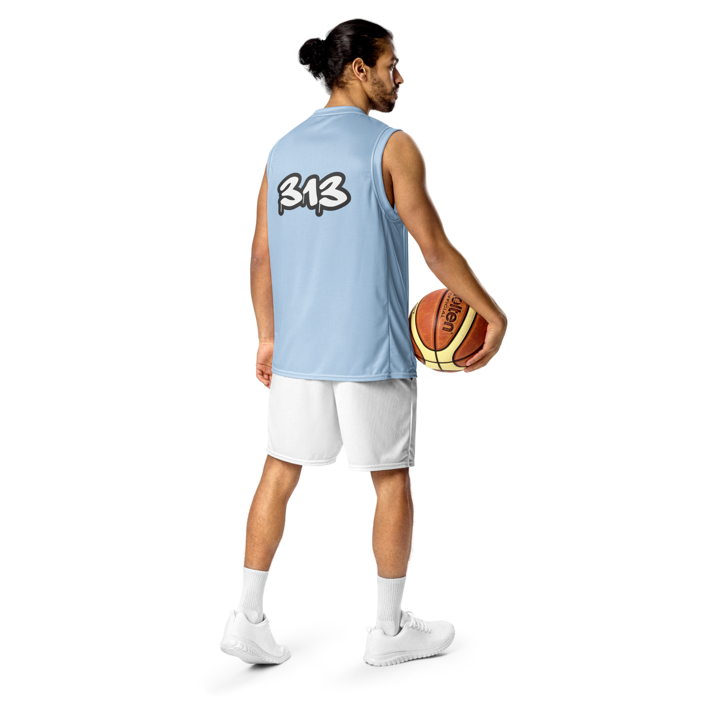 'Detroit 313' Basketball Jersey (Tag Edition) | Unisex - Light Blue