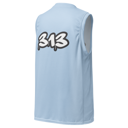 'Detroit 313' Basketball Jersey (Tag Edition) | Unisex - Light Blue