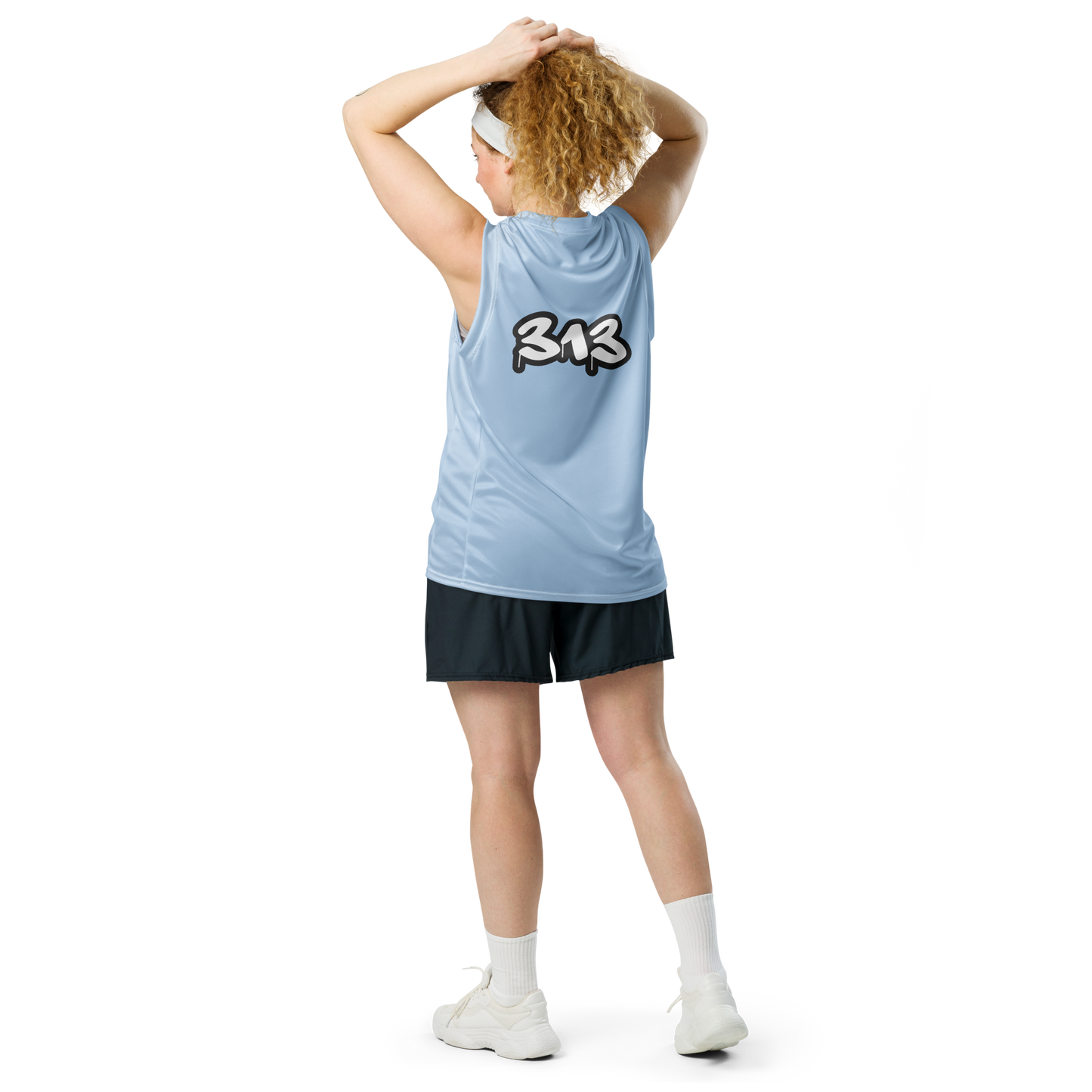 'Detroit 313' Basketball Jersey (Tag Edition) | Unisex - Light Blue