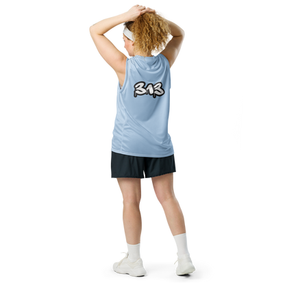 'Detroit 313' Basketball Jersey (Tag Edition) | Unisex - Light Blue