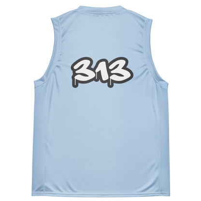 'Detroit 313' Basketball Jersey (Tag Edition) | Unisex - Light Blue