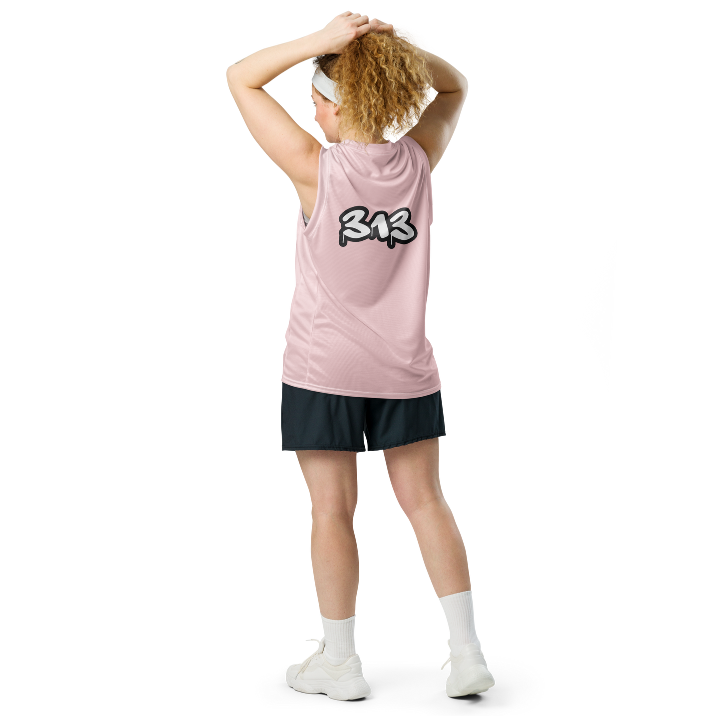 'Detroit 313' Basketball Jersey (Tag Edition) | Unisex - Pale Pink