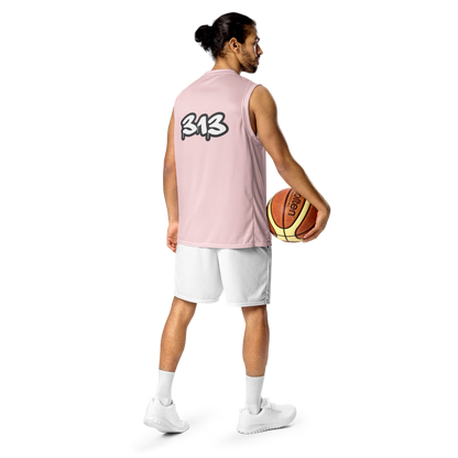 'Detroit 313' Basketball Jersey (Tag Edition) | Unisex - Pale Pink