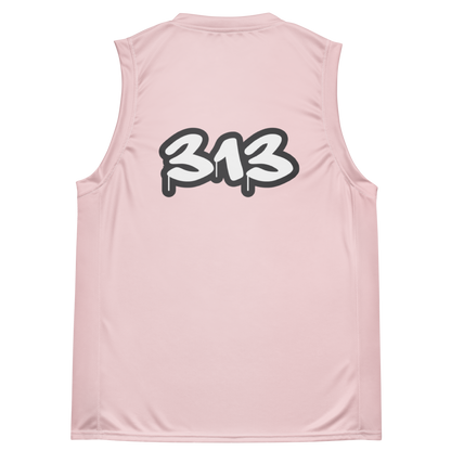 'Detroit 313' Basketball Jersey (Tag Edition) | Unisex - Pale Pink