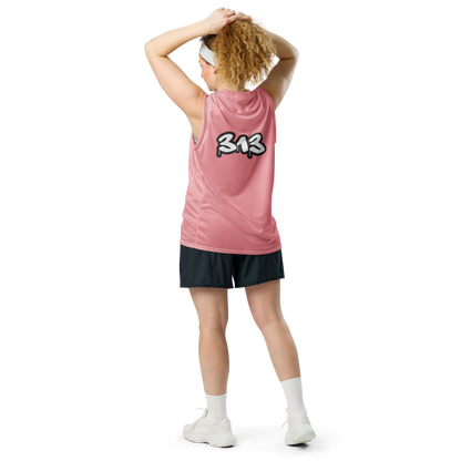 'Detroit 313' Basketball Jersey (Tag Edition) | Unisex - Strawberry Pink