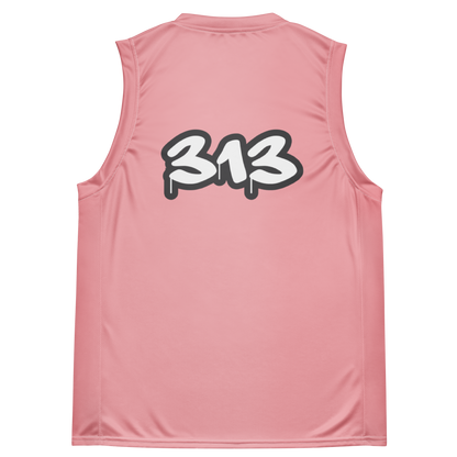 'Detroit 313' Basketball Jersey (Tag Edition) | Unisex - Strawberry Pink