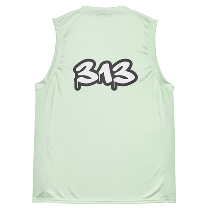 'Detroit 313' Basketball Jersey (Tag Edition) | Unisex - Dew Green