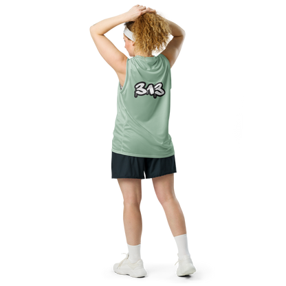 'Detroit 313' Basketball Jersey (Tag Edition) | Unisex - Sea Green