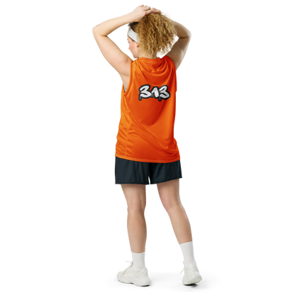 'Detroit 313' Basketball Jersey (Tag Edition) | Unisex - Safety Orange