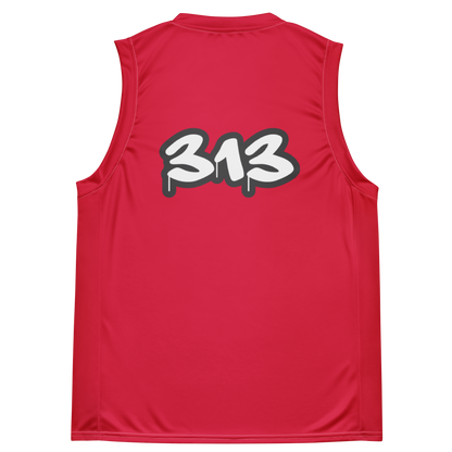 'Detroit 313' Basketball Jersey (Tag Edition) | Unisex - Lighthouse Red