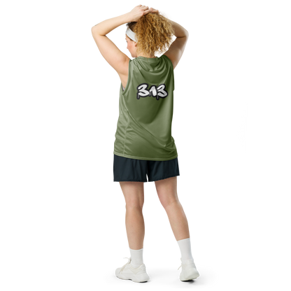 'Detroit 313' Basketball Jersey (Tag Edition) | Unisex - Beachgrass Green