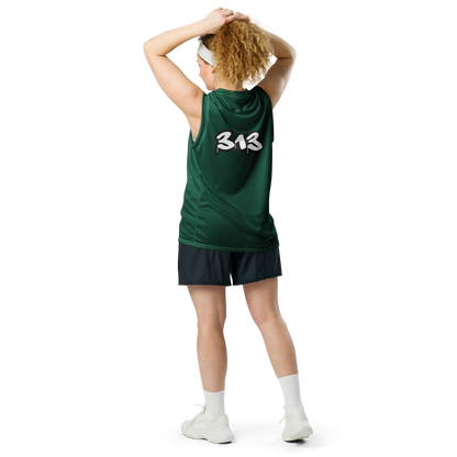 'Detroit 313' Basketball Jersey (Tag Edition) | Unisex - Superior Green