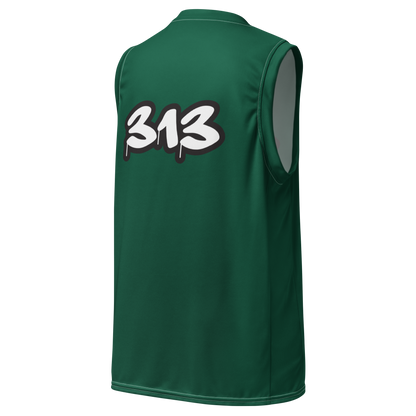 'Detroit 313' Basketball Jersey (Tag Edition) | Unisex - Superior Green