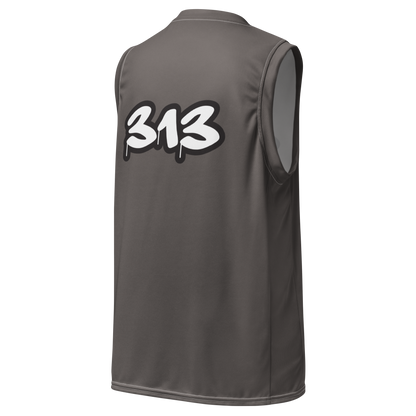 'Detroit 313' Basketball Jersey (Tag Edition) | Unisex - Warren Tank Grey