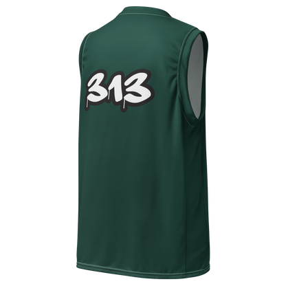 'Detroit 313' Basketball Jersey (Tag Edition) | Unisex - Laconic Green