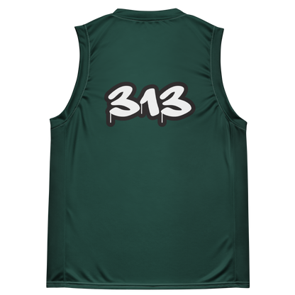 'Detroit 313' Basketball Jersey (Tag Edition) | Unisex - Laconic Green