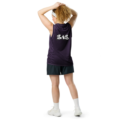 'Detroit 313' Basketball Jersey (Tag Edition) | Unisex - Blackcurrant