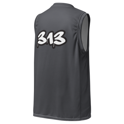 'Detroit 313' Basketball Jersey (Tag Edition) | Unisex - Iron Ore Grey