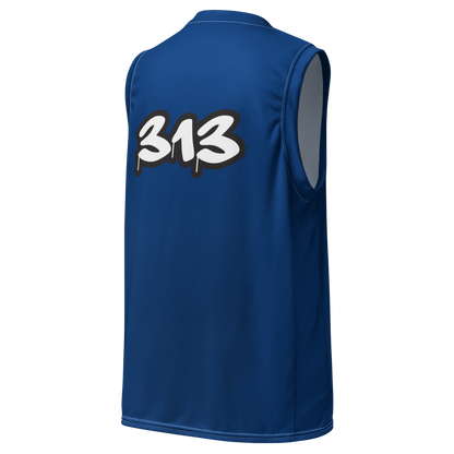 'Detroit 313' Basketball Jersey (Tag Edition) | Unisex - Dearborn Blue