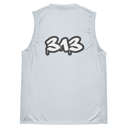 'Detroit 313' Basketball Jersey (Tag Edition) | Unisex - Gossy White