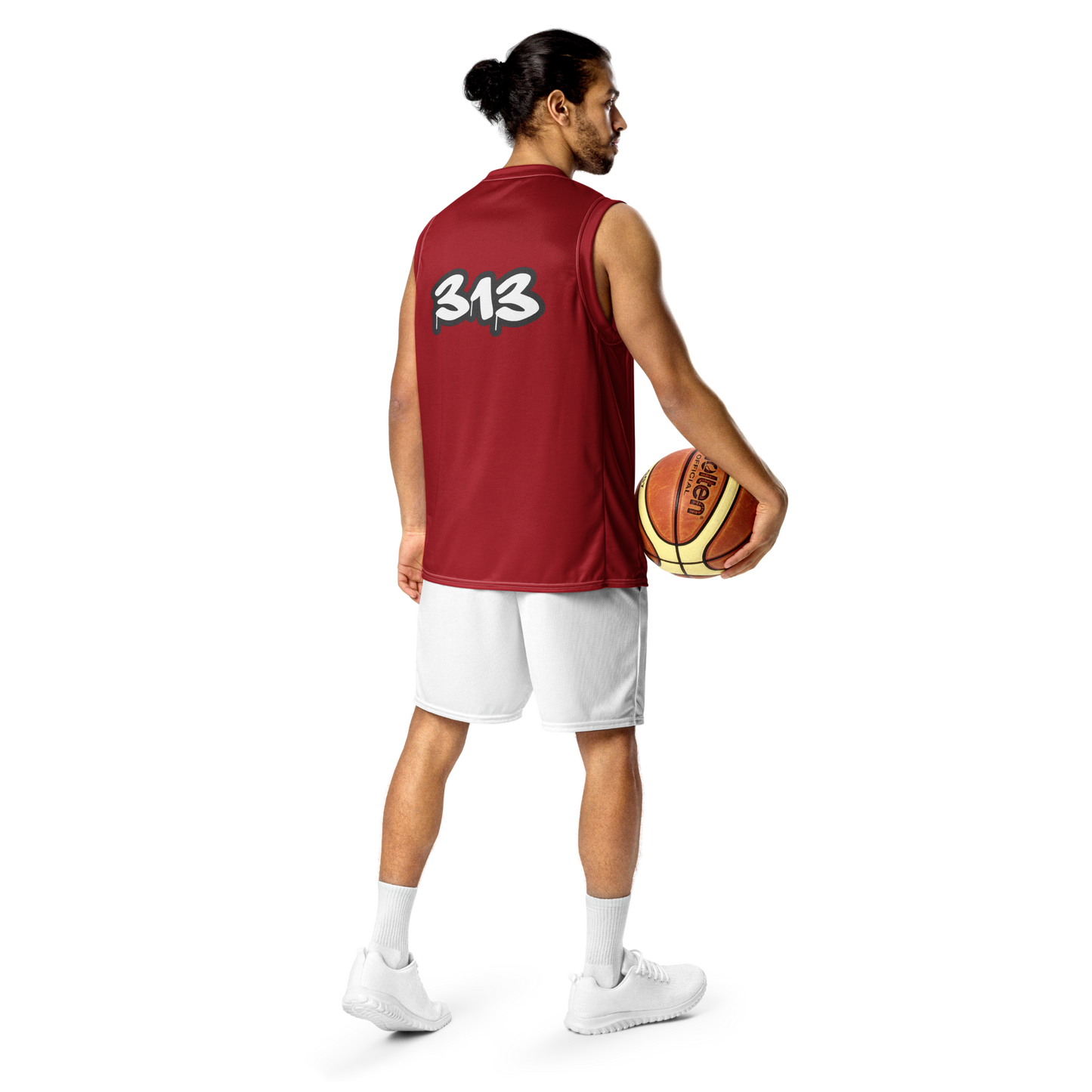 'Detroit 313' Basketball Jersey (Tag Edition) | Unisex - Thimbleberry Red