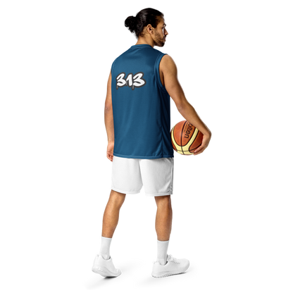 'Detroit 313' Basketball Jersey (Tag Edition) | Unisex - Blueberry