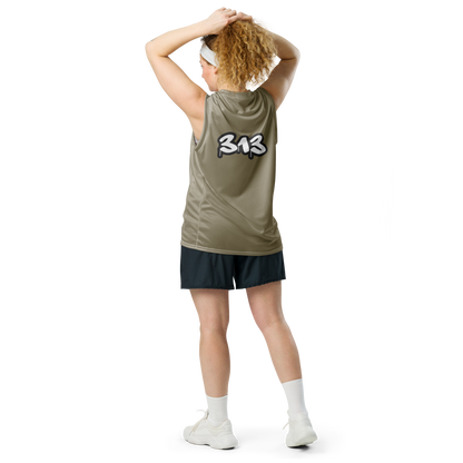 'Detroit 313' Basketball Jersey (Tag Edition) | Unisex - Petoskey Stone Beige