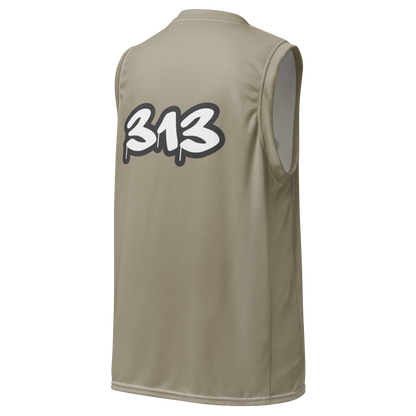 'Detroit 313' Basketball Jersey (Tag Edition) | Unisex - Petoskey Stone Beige